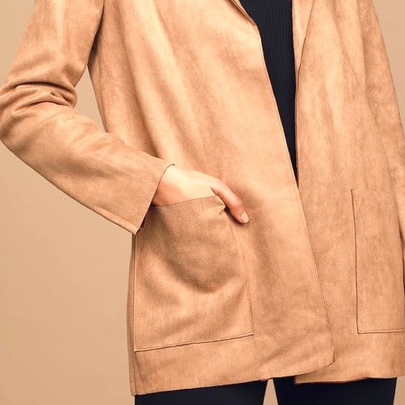 Suede Blazer Schoolboy Utility Oversized Coat Nude - Picture 6 of 10